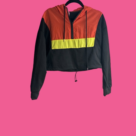 TWO PIECE SET HOODIE CROP TOP DRAWSTRING WOMEN TRACKSUIT - Picture 3 of 6